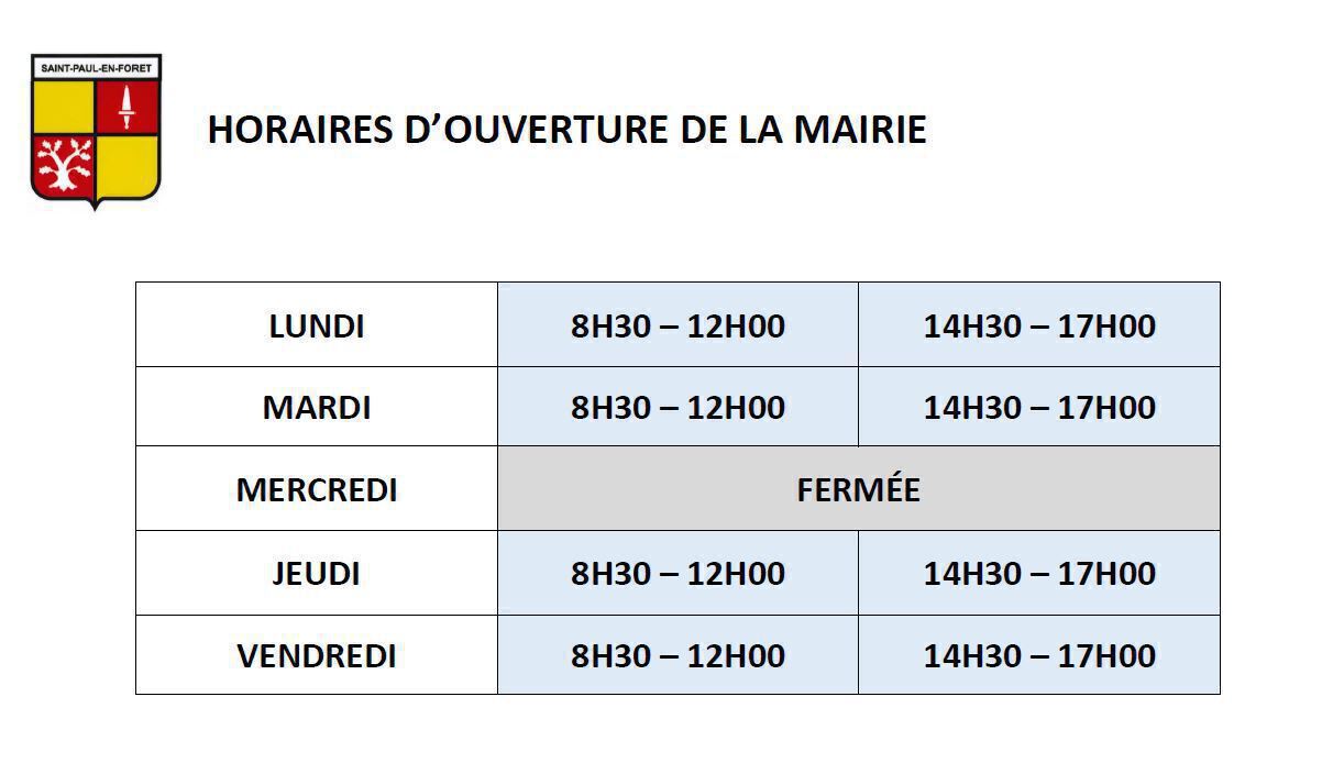 horaires mairie
