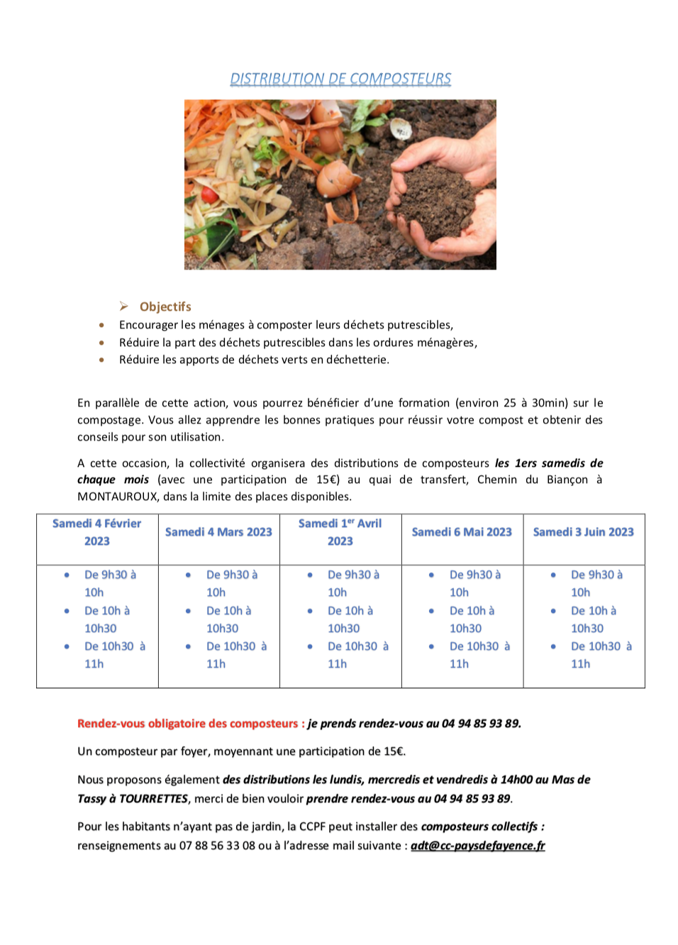 Distribution de composteurs par la Communauté de Communes du Pays de Fayence