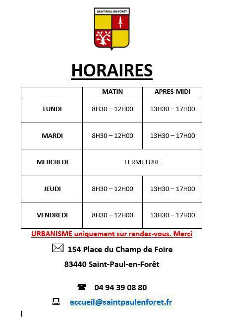 horaires mairie