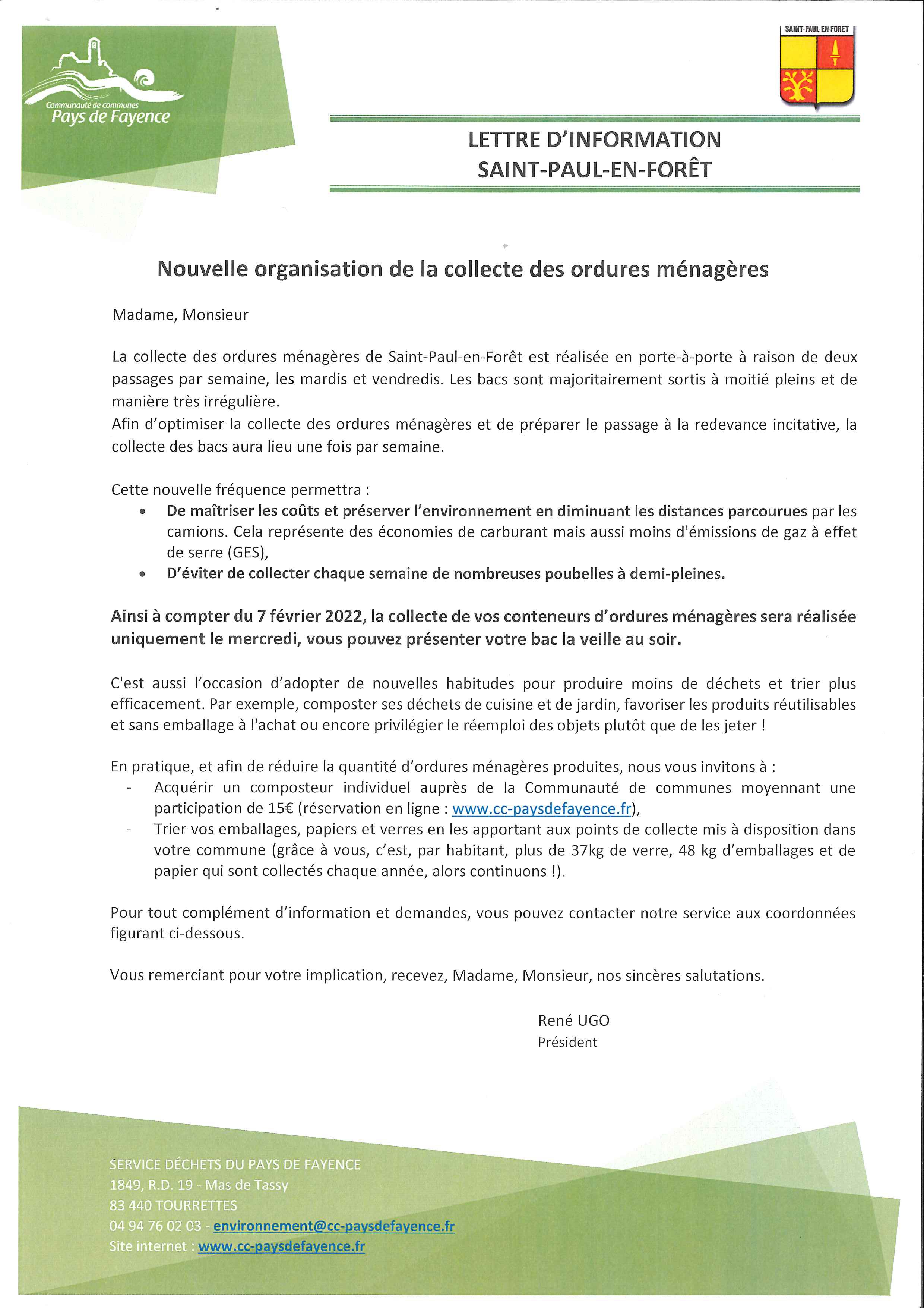 Nouvelle organisation de la collecte des ordures ménagères