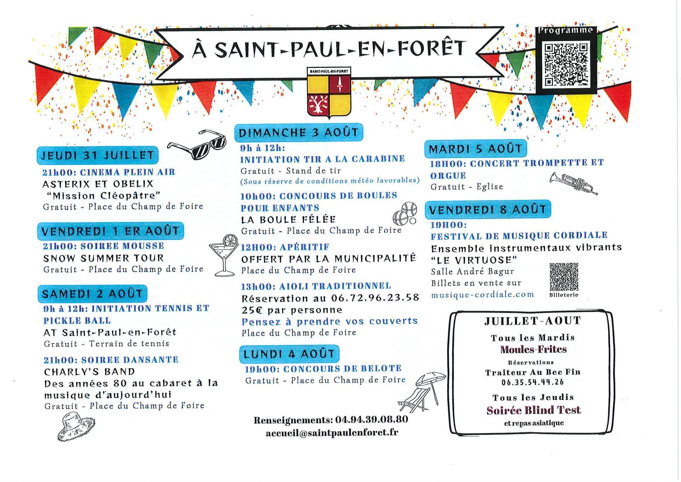 Programme de l'été 2025 à Saint-Paul-en-Forêt