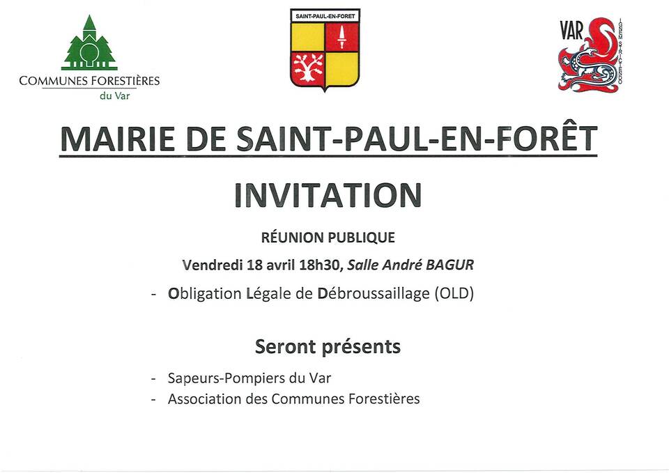 Réunion publique Obligation Légale de Débroussaillage (OLD)