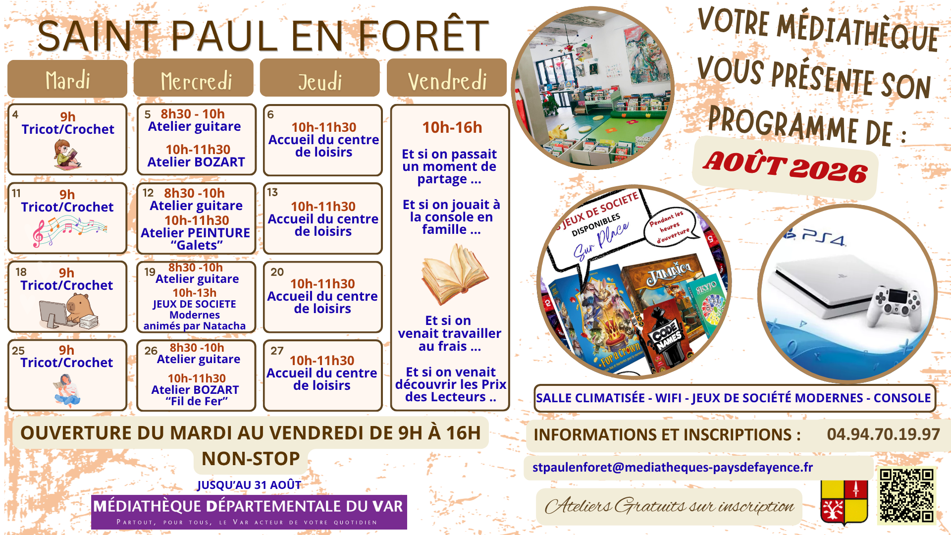 Programme Médiathèque AOÛT 2026