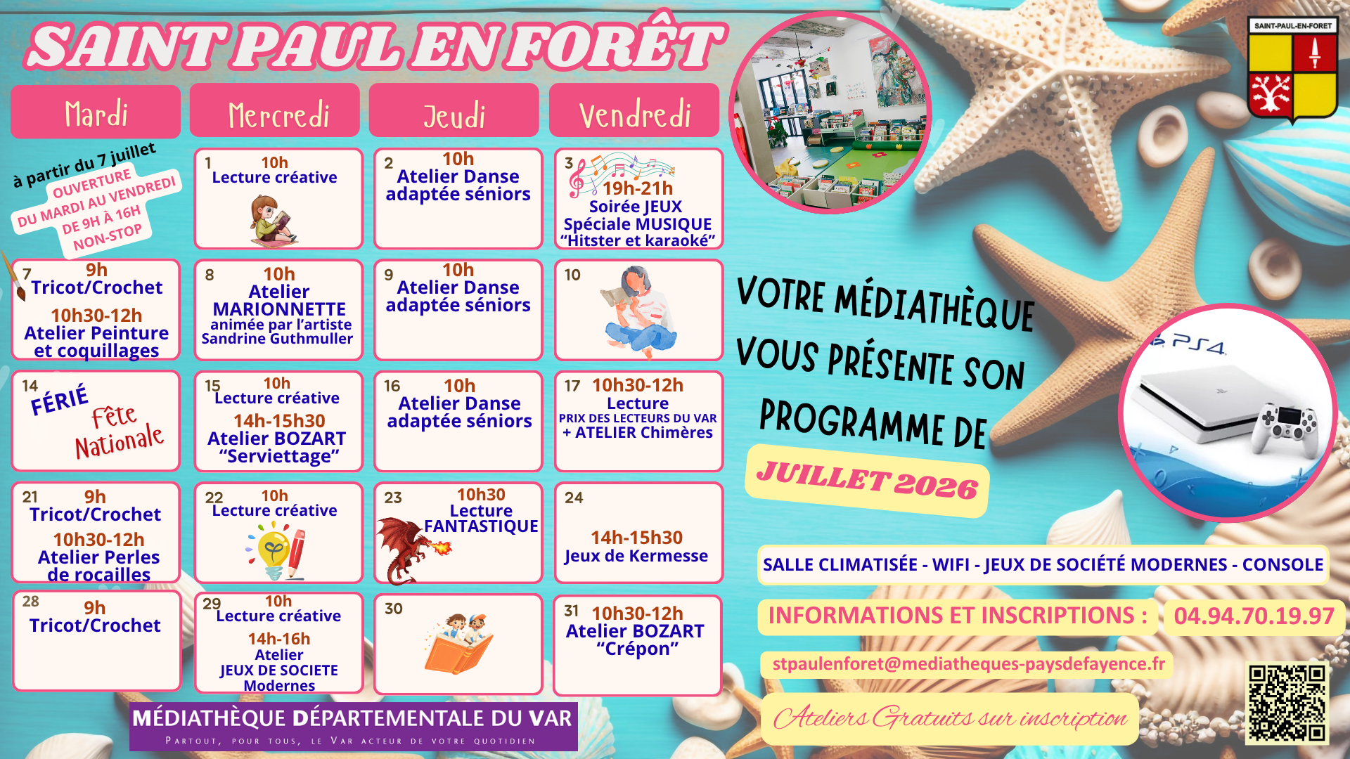 Programme Médiathèque JUILLET 2026